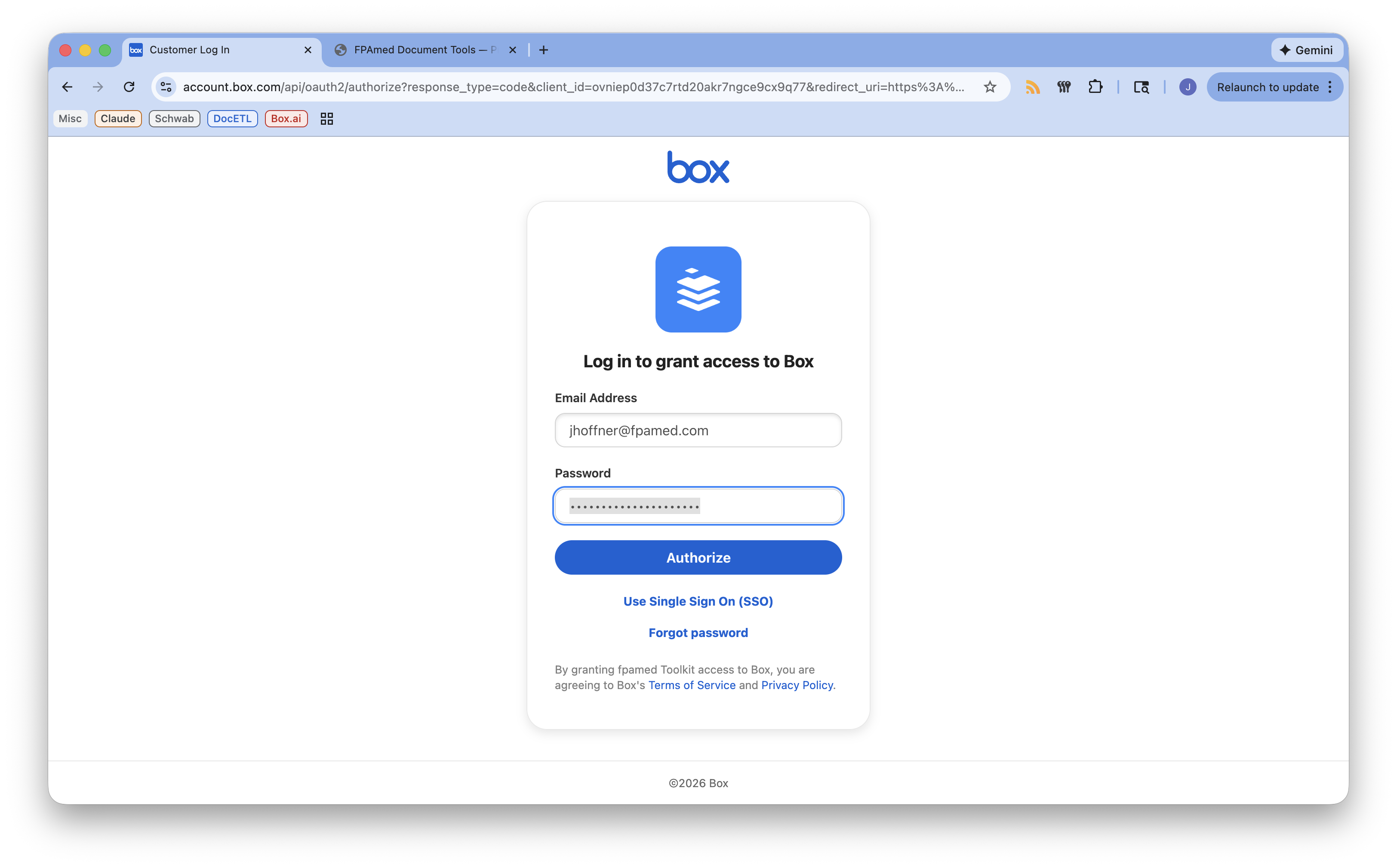 Box OAuth login